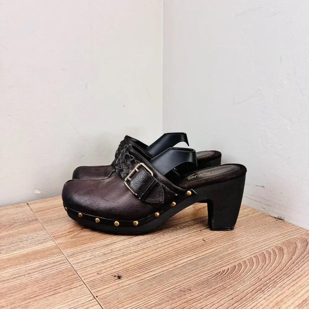 American Eagle Brown Leather Mule Clogs Women’s Size 9
